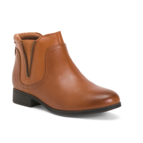 COBB HILL ROCKPORT Brown Leather Crosbie Panel Comfort Boots